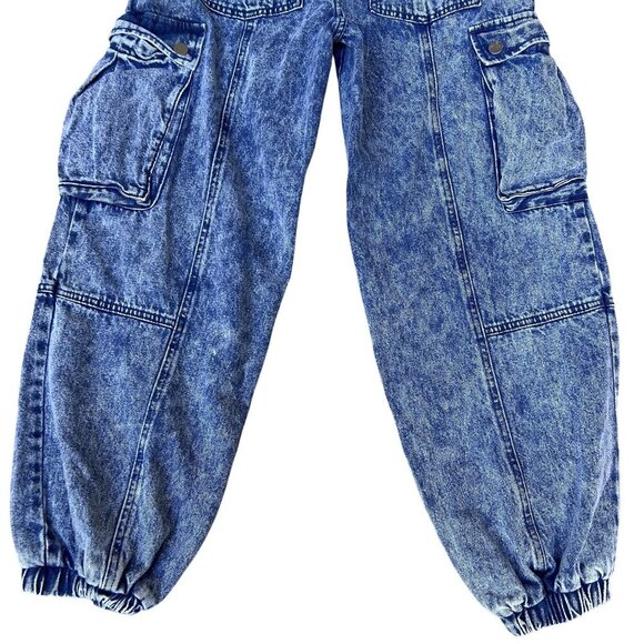 Future Collective Kahlana Barfield Brown Women 4 Utility Cargo Jeans Elastic Hem - Picture 6 of 12